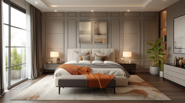 Kombinasi warna netral untuk kamar tidur kontemporer